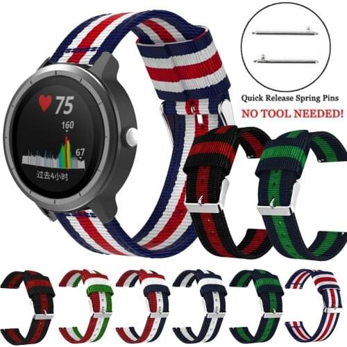 For Garmin Vivoactive 3 Forerunner 245 645 Music Striped Nylon Band Watchband Bracelet Replacement Wristband 20mm Watch Strap