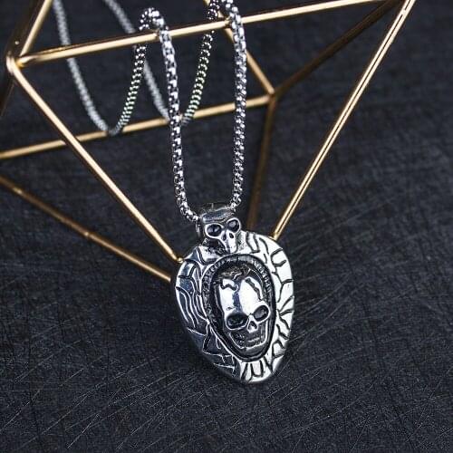 For Men Round Chains Skull Cross Pendant Necklace Stainless Steel Fashion Tribal Chief Jewelry Gothic Punk Necklaces