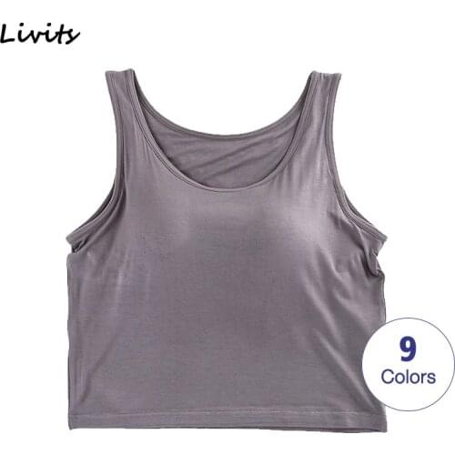 Women Tank-Top With Chest Pad Stretchable Push Up Crop-Top Tops Camisoles Tube Vest Sleeveless Sexy Casual Korean SA1199
