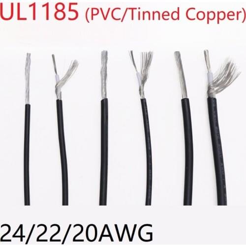 UL1185 Shielded Wire 24AWG 22AWG 20AWG Single Core Audio Channel Signal Cable Amplifier Electric Copper Line PVC Insulated Black