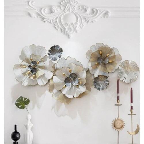 European 3D Stereo Wrought Iron Flower Wall Decoration Ornaments Home Livingroom Wall Sticker Crafts Sofa Background Wall Murals