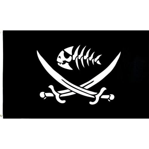 90X150cm Pirate fish flag with swords Flag For Decoration