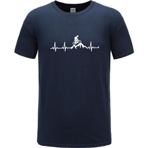 Summer new Mountain Bike Heartbeat Funny Biker T Shirt Oversized Custom Short Sleeve Mens Bicycle Cycling T-shirt Fashion Family