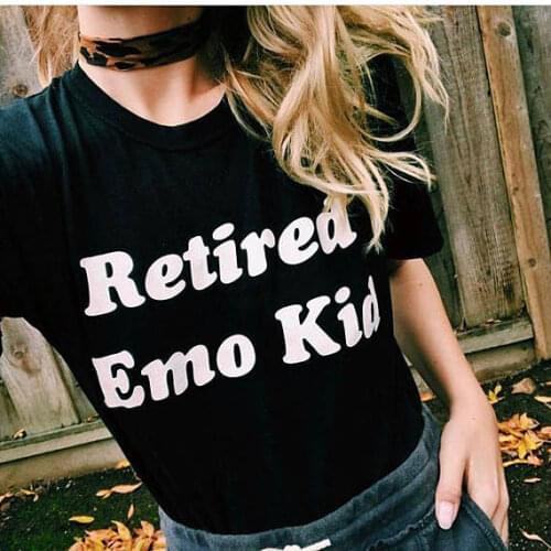Fashion Clothing RETIRED EMO KID Ladies T-shirt Women Summer Style Cotton Tees Tops Female Tumblr Graphic Tshirt