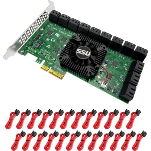 Chia Mining PCIe SATA Card 24Port 6Gbps SATA PCI-E Adapter Support 24 SATA 3.0 Device Built-in Adapter Converter For Desktop PC