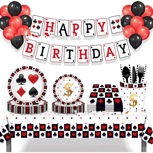 Casino Theme Party Decoration Poker Disposable Tableware Magic Show Las Vegas Party Decorations Hen Night Bachelorette Party