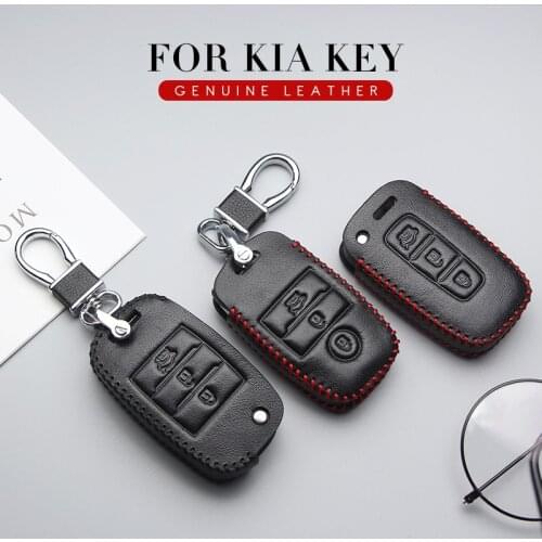 Leather Car Key Cover Case For Kia Rio X Line 2 3 Sportage 4 Optima Ceed K5 Stinger Cerato K3 Picanto Forte K2 Key Ring Shell