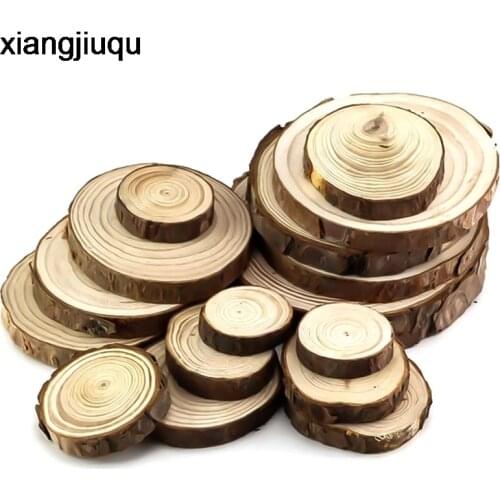 Natural Wood Slices Circles Unfinished Round Circles With Tree Bark Log Discs For DIY Crafts Wedding Party Painting Decoration