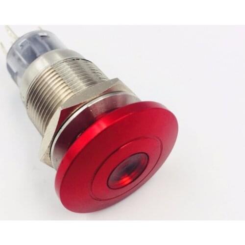 19mm Metal Waterproof Mushroom Head with LED Indicator Light Lamp Pilot Emergency Stop Push Button Switch Power Reset Latching