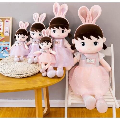 Cute Bell Doll bunny Ears Girl Children Plush Stuffed Toy For Girl Birthday Gift