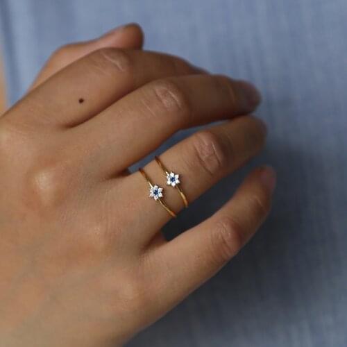 Gold color Cute Fashion Jewelry Flower Ring For Women and Girl Gifts lovely minimal CZ wholesale promotion factory jewelry