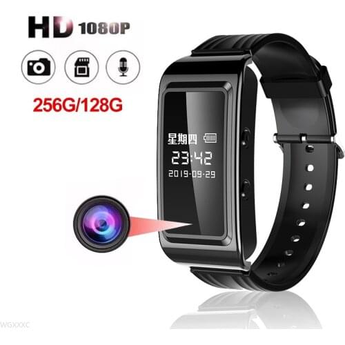 Mini Camera HD 1080p Wearable Watch small Cam Wristband Sports DV Rechargeable Portable Surveillance micro Camcorder 128G