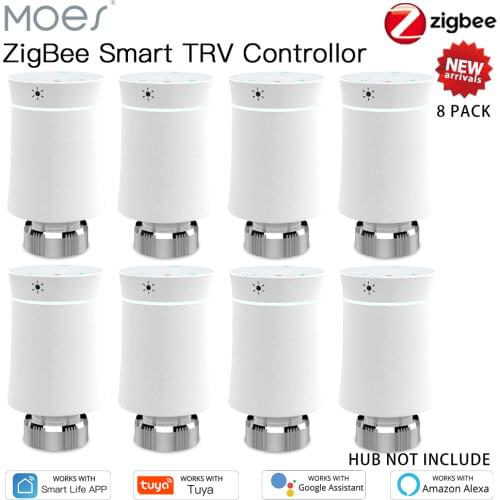 Moes ZigBee3.0 TRV Tuya New Radiator Actuator Valve Smart Programmable Thermostat Temperature Heater Alexa Voice Control