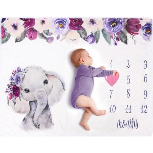 Cartoon Pattern Infant Baby Milestone Photo Props Background Blankets Backdrop Cloth Calendar Bebe Boy Girl Photo Accessories