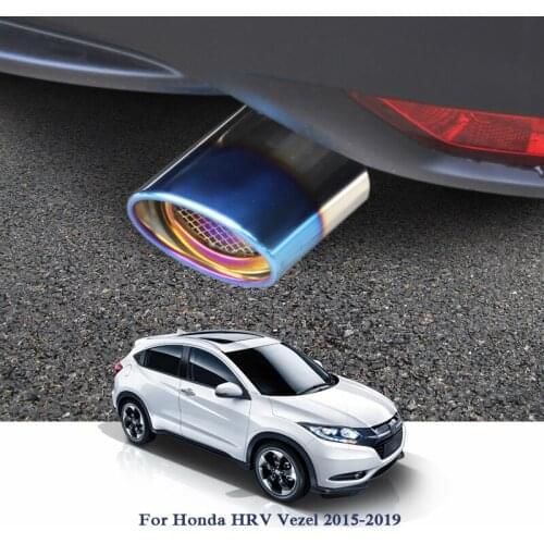Car Exhaust Muffler Tip Stainless Steel Pipe Trim Modified Car Rear Tail Throat Liner For Honda HRV Vezel 1.5L 1.8L 2015-2019