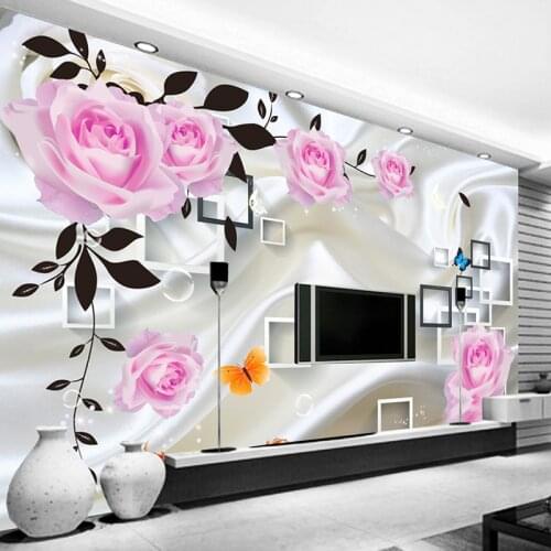 Custom Photo Wallpaper For Bedroom Walls 3D Silk Cloth Living Room TV Background Wall Home Decor Rose Flower Mural Wallpaper