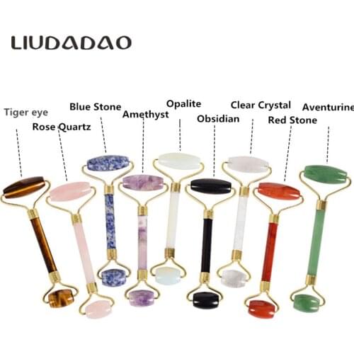 Natural Facial Smooth Rollers Massager Rhodonite Skin Care Cool Opal Stone Face Roller Beauty Tools Wrinkle Gifts Women