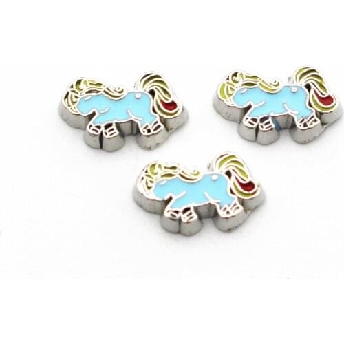 New Arrival 10pcs/lot Horse Unicorn floating charms living glass memory lockets diy animal Accessory charms jewelry