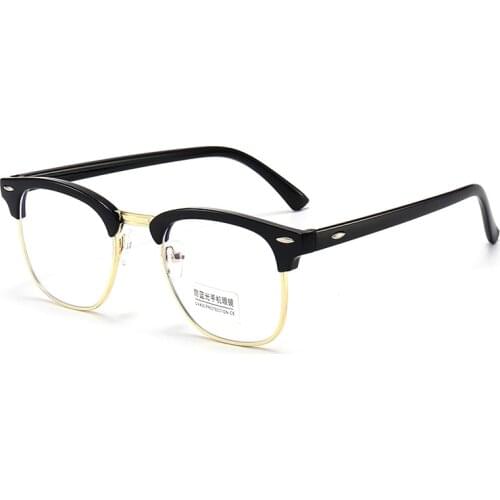 Office Retro Square Oversized Glasses Computer Half Frame Metal Men Eye Protection Optical Blocking Gaming Glass