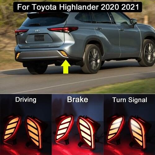 2PCS Brake Light Turn Signal Light For Toyota Highlander 2020 2021 functions Brake Lights rear bumper lamp Turning Signal