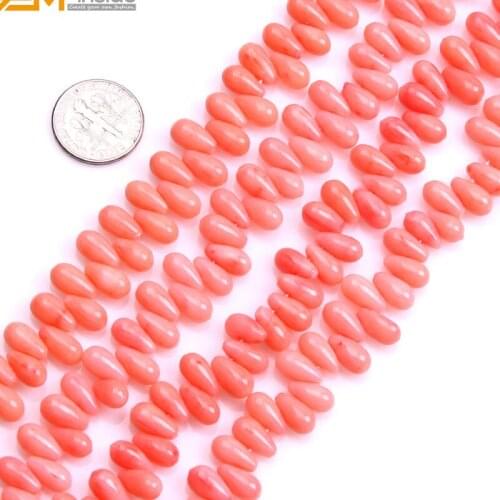 Gem-inside Top Drilled Beads Drop Coral Ornaments Beads For Jewelry Making Necklace 5X9mm 15inches DIY Jewellery
