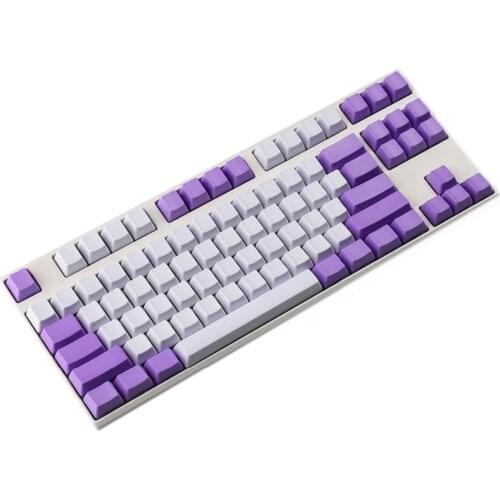 OEM Profile ANSI 61 87 104 Key Purple White Thick PBT GK61 Keycaps For Mechanical Keyboard GK61X GK61XS TKL Keychron GK87 GK87S