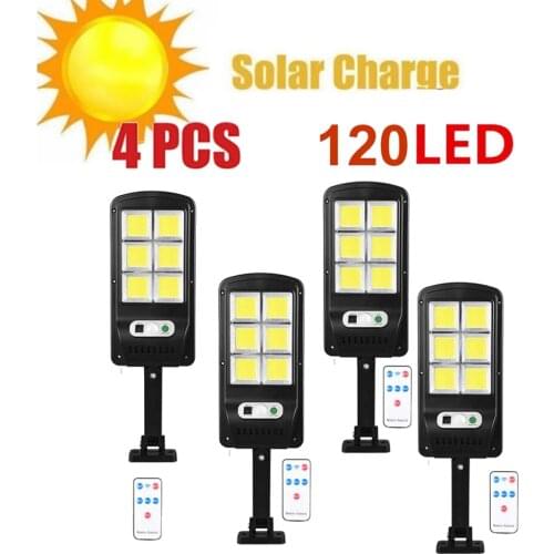 Remote 1-4pcs 48-128 Solar Panel Motion Sensor Solar Lamp Outdoor Garden Solar Power Wall Lamp Rechargeable Energy Se floodlight