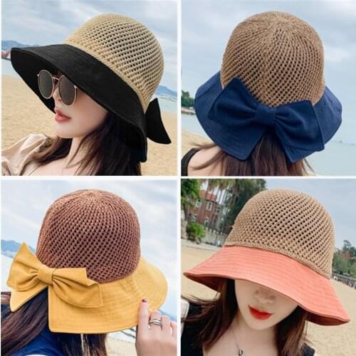 Simple Panama Foldable Wide Brim Floppy Girls Straw Hat Sun Hat Beach Women Summer Hat UV Protect Travel Cap Lady Cap Female