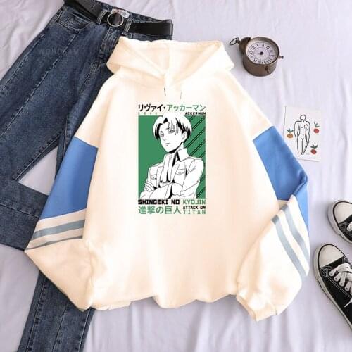 Funny Anime Attack On Titan Ackerman Hoodies Harajuku Cartoon Green Graffiti Print Fashion Casual Long Sleeve Women Sweatshirt