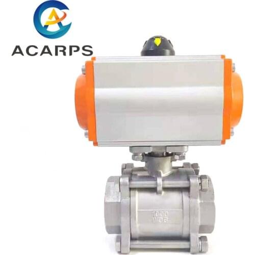 Three Piece High Platform Pneumatic Ball Valve DN8-DN50 Stainless Steel Pneumatic Ball Valve Q614F-16P Double Acting Cylinder