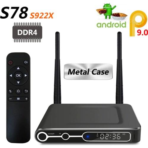 S78 Amlogic S922X Smart Android 9.0 TV Box Metal Case 4GB DDR4 32GB 64GB ROM 1000M LAN 2.4G 5G WiFi Bluetooth 4K HD Set Top Box