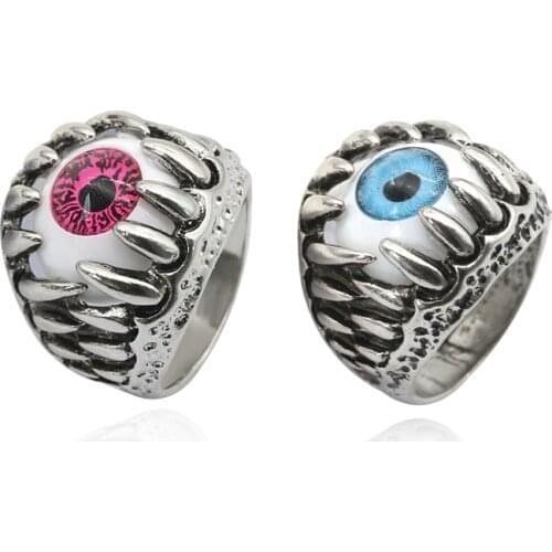 Vintage Punk Evil Eye Ring Fashion Devil Eyeball Party Stainless Steel Rings Men Jewelry Anime Hip Hop Gift for Man Signet-ring