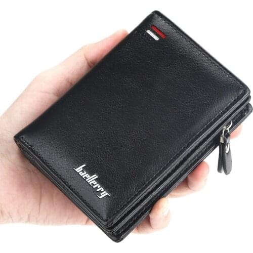 Vintage Short Credit Card Holder Men Wallet Luxury Business Purses Multifunction Zipper Leather Wallets Man Casual Coin Purse