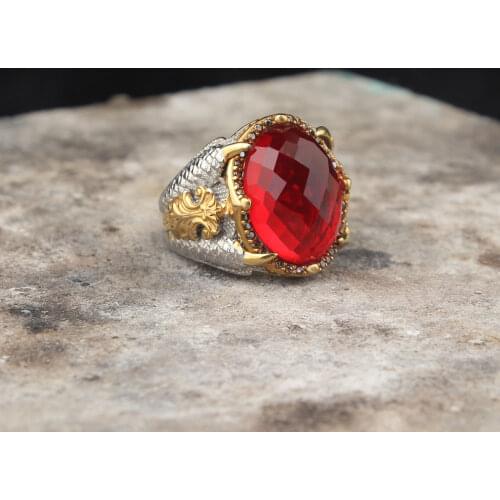 925 Sterling Silver Claw Ring, Eagle Claw Men Ring, Dragon Claw Silver Ring For Men, Red Zircon GemStone Silver Ring, Ruby Stone