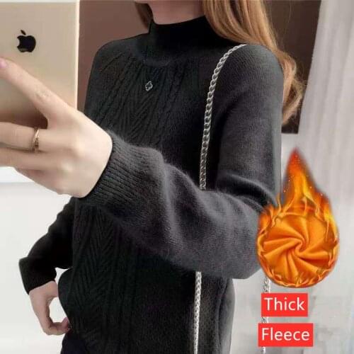 Winter Knit Sweaters For Women Thick Fleece Warm Soft Sweater Thread Long Sleeve Pullovers Oversize Clothes Fashion Tops Female