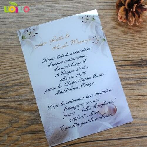 10pcs custom printing acrylic card wedding invitation card with envelop