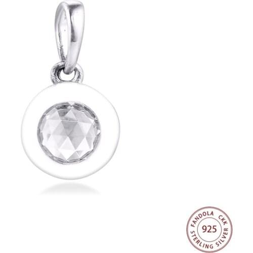 100% 925 Sterling Silver Clear CZ Radiant Pendant Charms Beads for Women Fits Original Bracelets DIY Jewelry Making Berloques