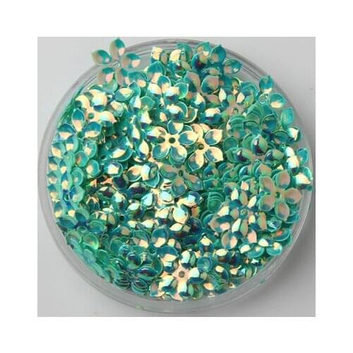 3000pcs/lot 9mm Flower Sequins With 1 Center Hole Plum Blossom Green Confetti