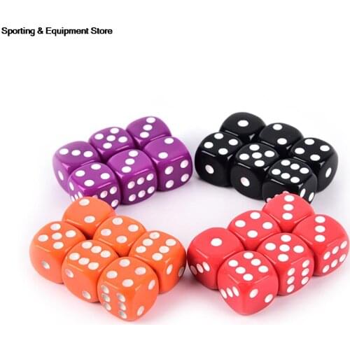 6 PCS 16MM Dices Rounded Corners Four-Color Transparent Dice BoardGame Drinking Digital Dice Gumbling Game