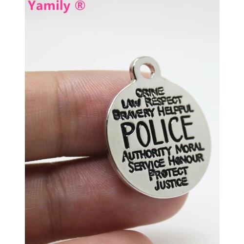8pcs--22mm Police Zinc Alloy white k Charms Word Collage Charms pendant for necklace bracelet diy jewelry pj2988