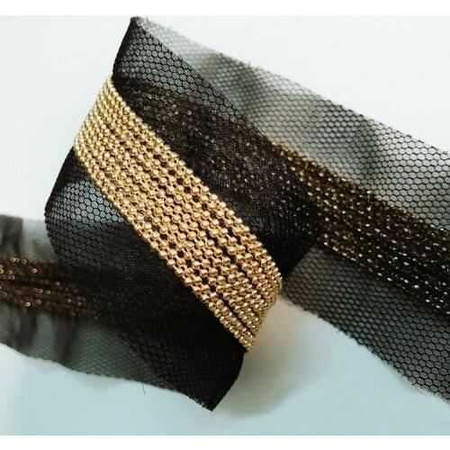 90cm Beaded Chain Gold Fringe Trimming Lace Mesh Ribbon Jewelry Embellishment Sewing Accessories Renda Belt For Wedding Dress