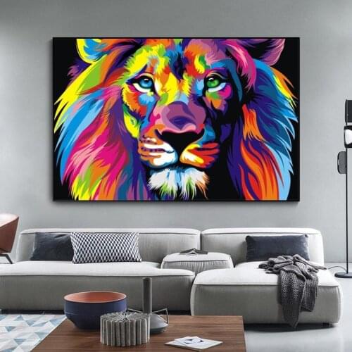 Watercolor Lion Pop Art Posters And Prints Abstract Animals Canvas Art Wall Paintings Cuadros Pictures For Living Room Decor