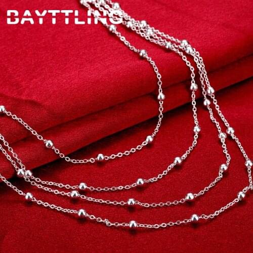 BAYTTLING 925 Sterling Silver 18 Inch Multi-line Bead Chain Necklace For Woman Fashion Party Statement Jewelry Gift