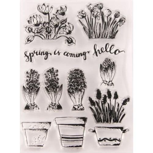 Flower plant Potted plants Clear Stamps DIY Scrapbooking Craft Supplies Silicone Seal Photo Album Transparent Stamp for Stamping