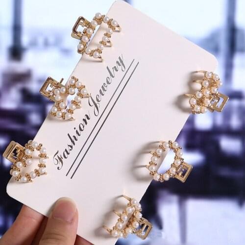 Hot Selling New Fashion Luxury Simple Alloy Hairpin Handmade Rhinestone Pearl Hair Clips For Girls