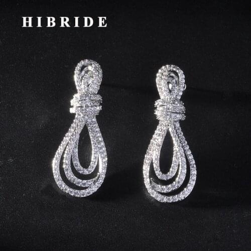 HIBRIDE Fashion Design Brilliant Unique Women Bridal Drop Earrings Accessories Brincos Jewelry Party Gifts E-934