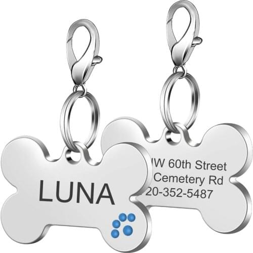 Personalized Pet ID Tag Keychain Engraved Pet ID Name for Cat Puppy Dog Collar Tag Pendant Keyring Bone Pet Accessories