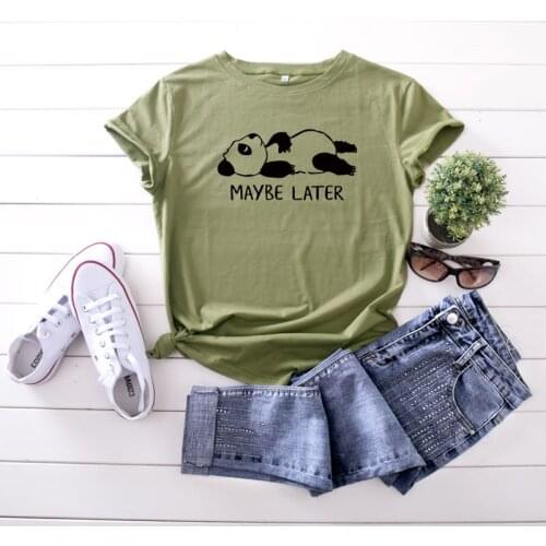 Women Basic Print Panda Short Sleeve T Shirt Round Crew Neck Plain Cotton Plus Size Lady Tees & Tops Summer Taytayvola