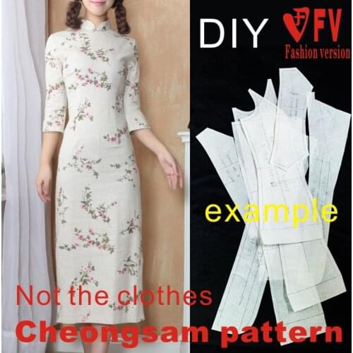 Classic Chinese Stand Collar Side Zipper Long Section Improved Cheongsam Clothing Cutting Drawing 1:1 Physical Pattern BQP-5