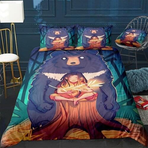 Bear Quilt Cover Pillowcase 3Piece Comforter Bedding Set With Pillow Case Single Double Duvet Cover Home Decora